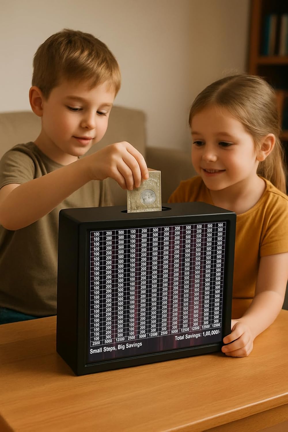 Wooden Money Saving Box ₹1,00,000 Target | Premium Coin & Cash Collection Piggy Bank