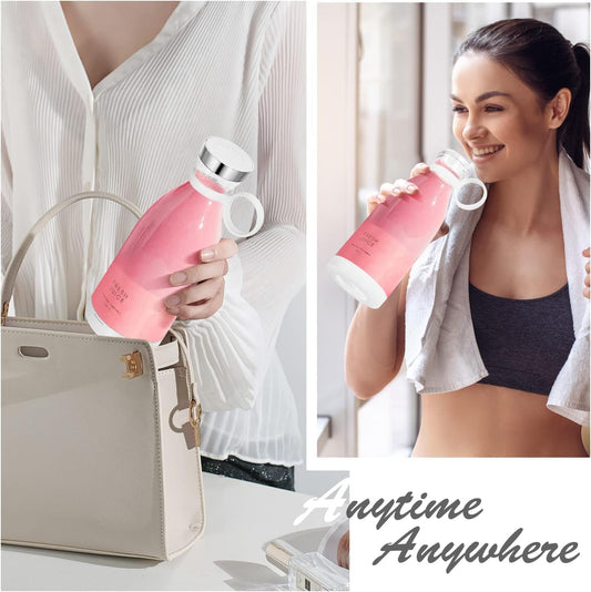 Electric Portable Mini Juicer Bottle | Wireless Personal Juicer Blender for Smoothies & Shakes (4 Blade Design)