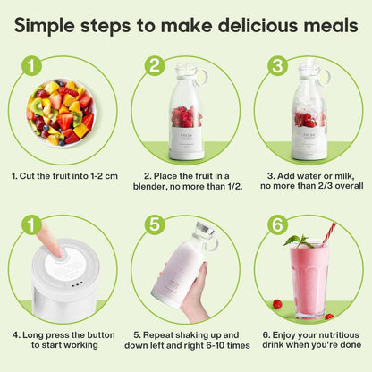Electric Portable Mini Juicer Bottle | Wireless Personal Juicer Blender for Smoothies & Shakes (4 Blade Design)