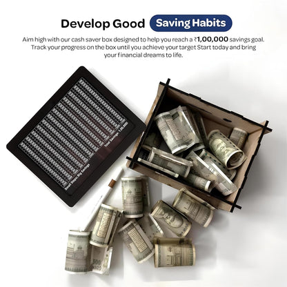 Wooden Money Saving Box ₹1,00,000 Target | Premium Coin & Cash Collection Piggy Bank