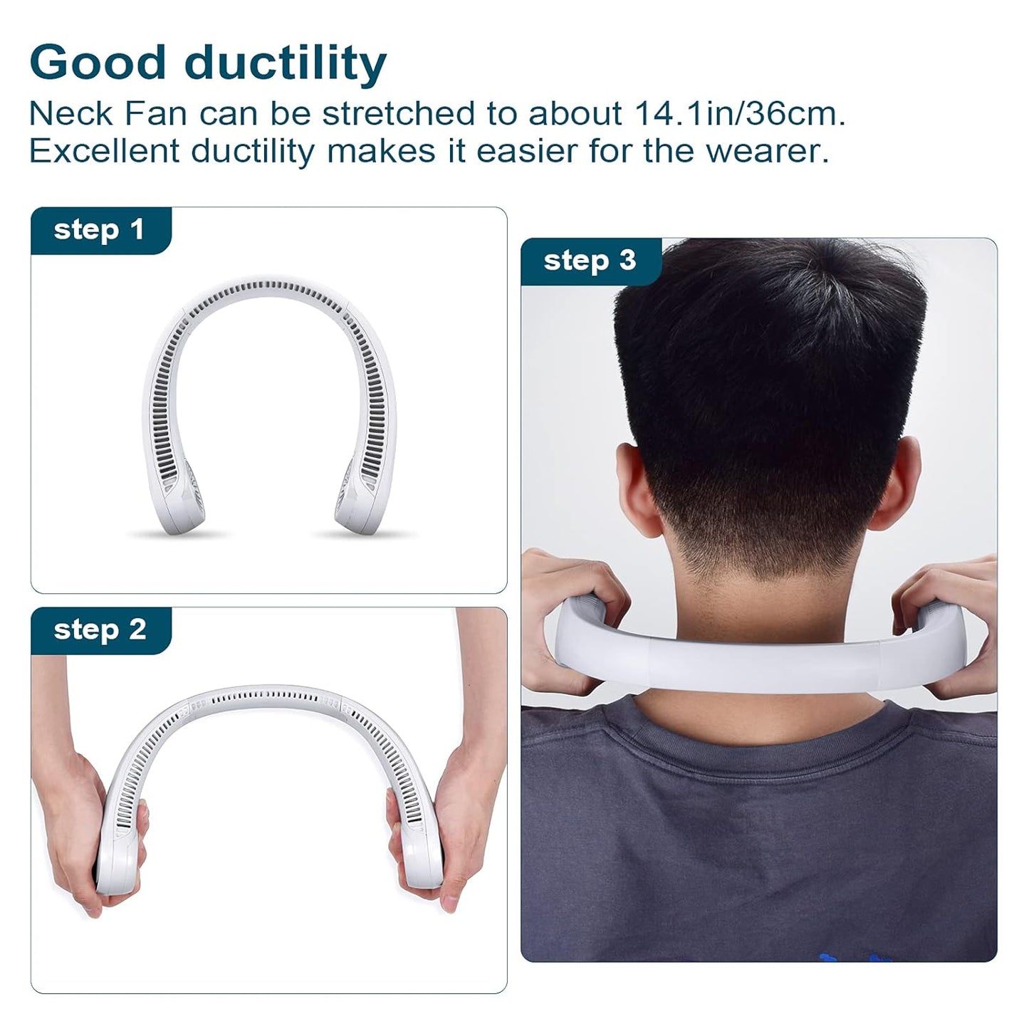Bladeless Portable Neck Fan – Rechargeable, Hands-Free Cooling for Outdoor & Indoor Use