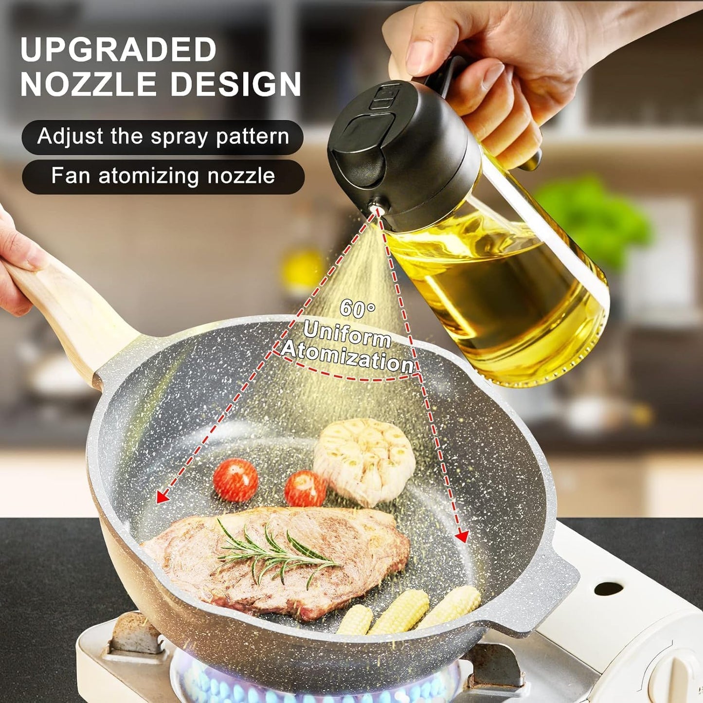 500ml Glass Oil Sprayer & Dispenser | Dual Spray & Pour Kitchen Bottle