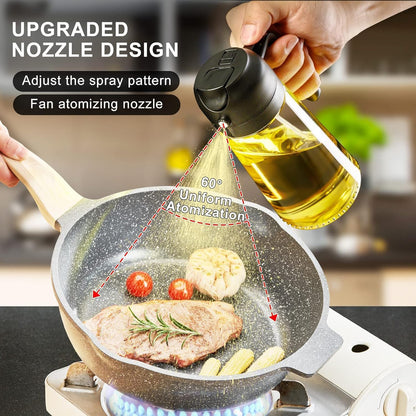 500ml Glass Oil Sprayer & Dispenser | Dual Spray & Pour Kitchen Bottle